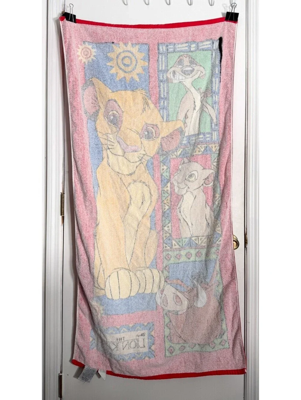 Vintage 90s Disney Lion King Beach Towel Pumba Timon Simba Nala 56.5